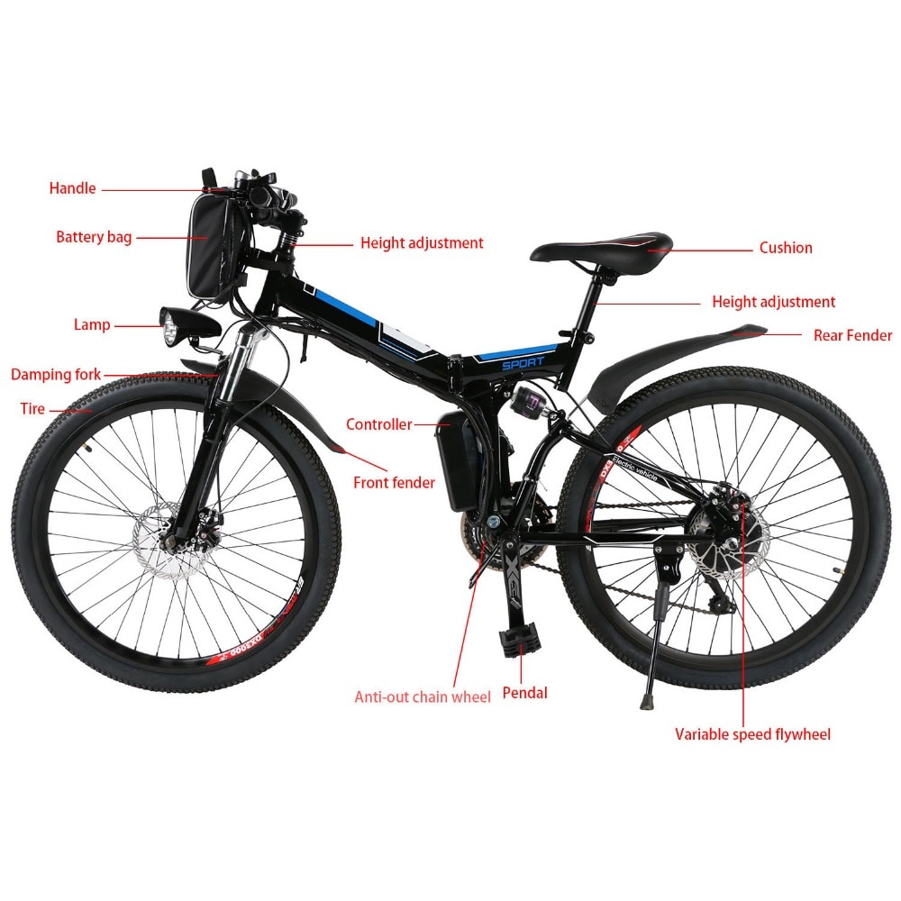 New Mountain Bike 26inch 36V Foldable Electric Power Mountain Bicycle with Lithium-Ion Battery ebike EU Plug Electric bike