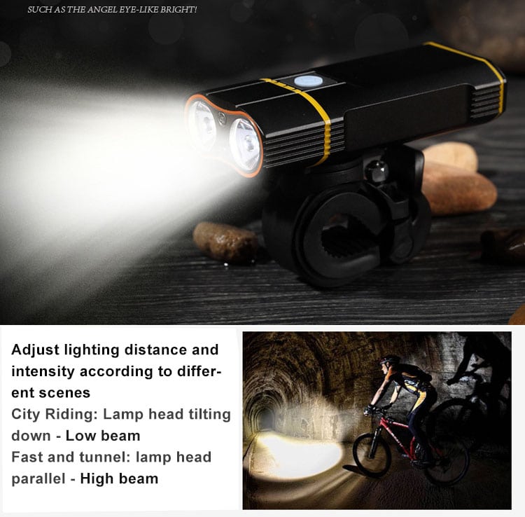 6000LM Bicycle Light 2x XML-L2 LED Bike Light With USB Rechargeable Battery Cycling Front Light +Handlebar Mount