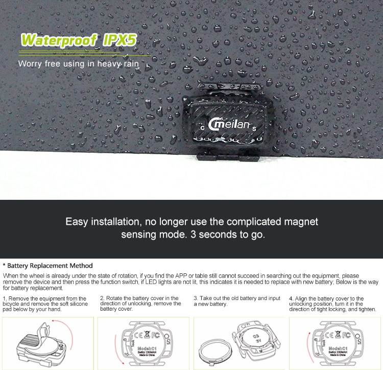 Bicycle accessories Cadence speedometer Bluetooth cycling sensor 4.0 ANT Internal rotation track Meilan C1 GIYO speed sensor