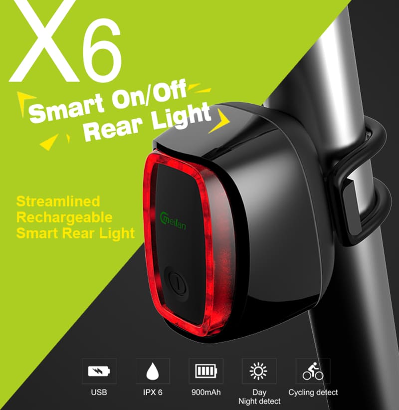 Dropshipping X6 Bicycle Rear Taillight USB Rechargeable Waterproof Bike Safety Lamp Intelligent Cycling Lamp 7 Modes