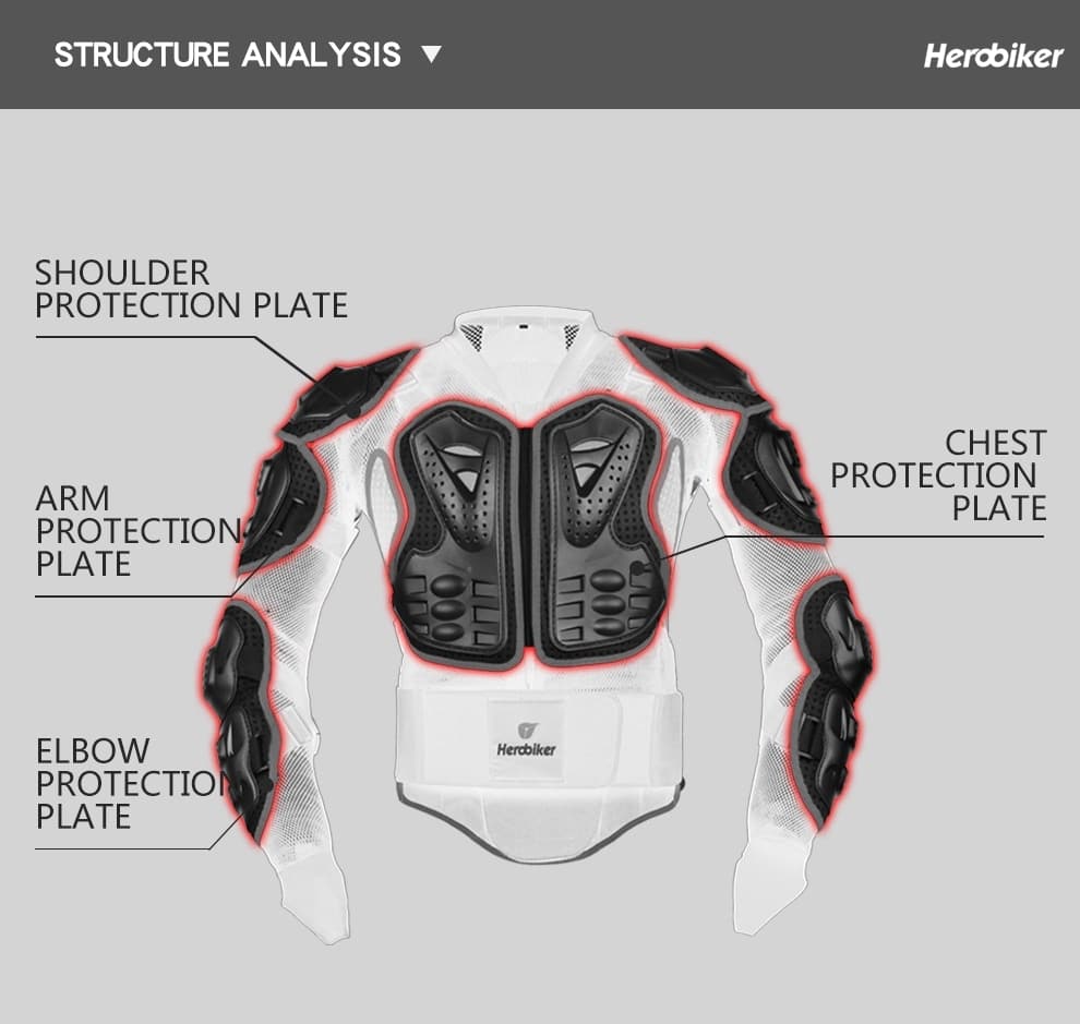 HEROBIKER Motorcycle Jacket Full Body Armor Equipement Motocross Off-Road Protector Protective Gear Clothing S/M/L/XL/XXL/XXXL