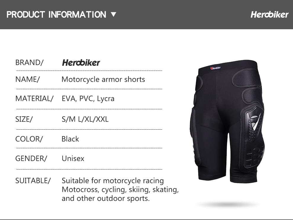 HEROBIKER Motocross Shorts Protector Motorcycle Shorts Moto Protective Gear Armor Pants Hip Protection Riding Racing Equipment