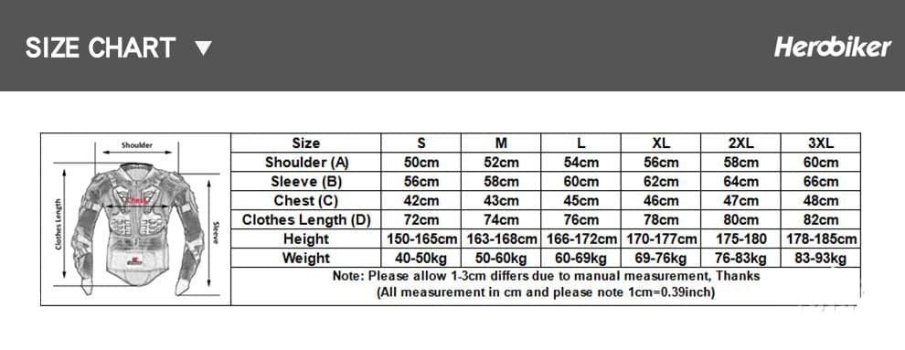 HEROBIKER Motorcycle Armor Protection Body Armor Protective Gear Motocross Moto Jacket Motorcycle Jackets With Neck Protector