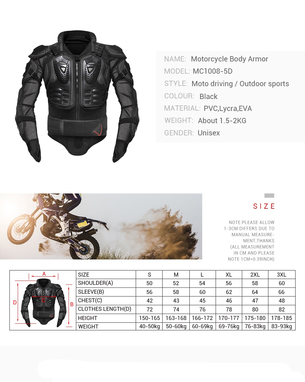 HEROBIKER Motorcycle Armor Protection Body Armor Protective Gear Motocross Moto Jacket Motorcycle Jackets With Neck Protector