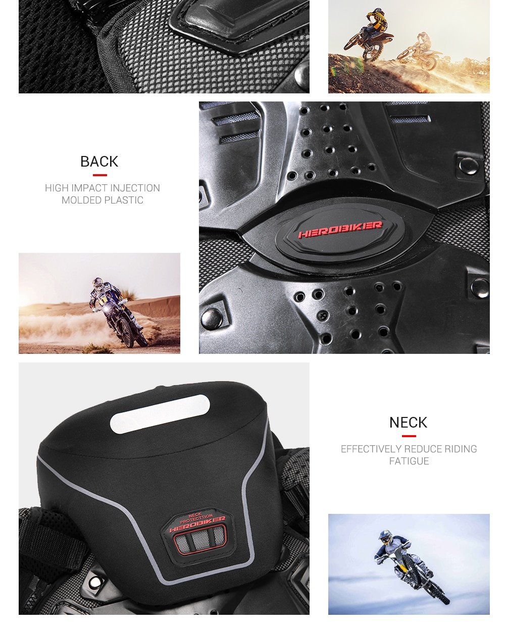 HEROBIKER Motorcycle Armor Protection Body Armor Protective Gear Motocross Moto Jacket Motorcycle Jackets With Neck Protector