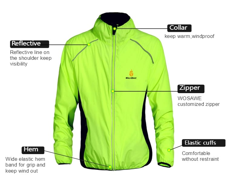 WOSAWE Windproof Cycling Jackets Men Women Riding Waterproof Cycle Clothing Bike Long Sleeve Jerseys Sleeveless Vest Wind Coat