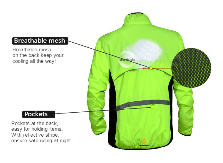 WOSAWE Windproof Cycling Jackets Men Women Riding Waterproof Cycle Clothing Bike Long Sleeve Jerseys Sleeveless Vest Wind Coat