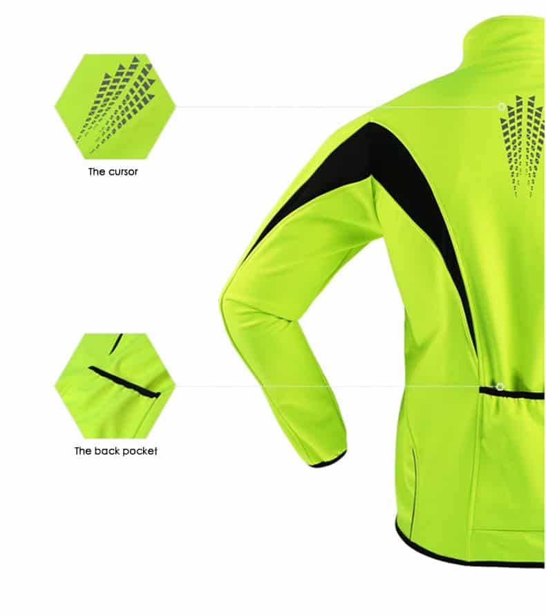 ARSUXEO Winter Warm Up Thermal Fleece Cycling Jacket Bicycle MTB Road Bike Clothing Windproof Waterproof Long Jersey Jersey