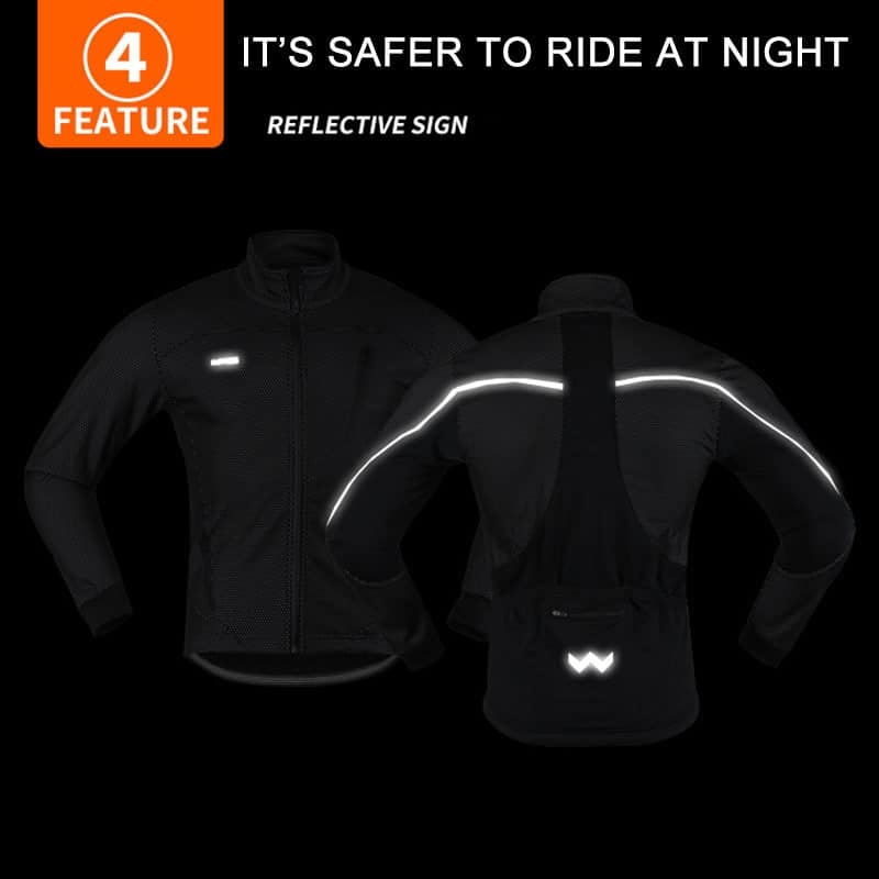 ARSUXEO Fleece Cycling Jacket Man Winter Thermal Mountain Bike Jacket Waterproof Bicycle Coat Windproof Reflective MTB Jacket