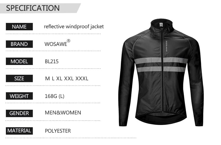 WOSAWE Reflective jacket High Visibility Jacket Water Resistance Running Waistcoat Night Riding Safety Vest MTB Cycling Clothes