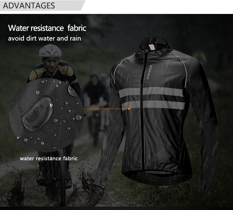WOSAWE Reflective jacket High Visibility Jacket Water Resistance Running Waistcoat Night Riding Safety Vest MTB Cycling Clothes
