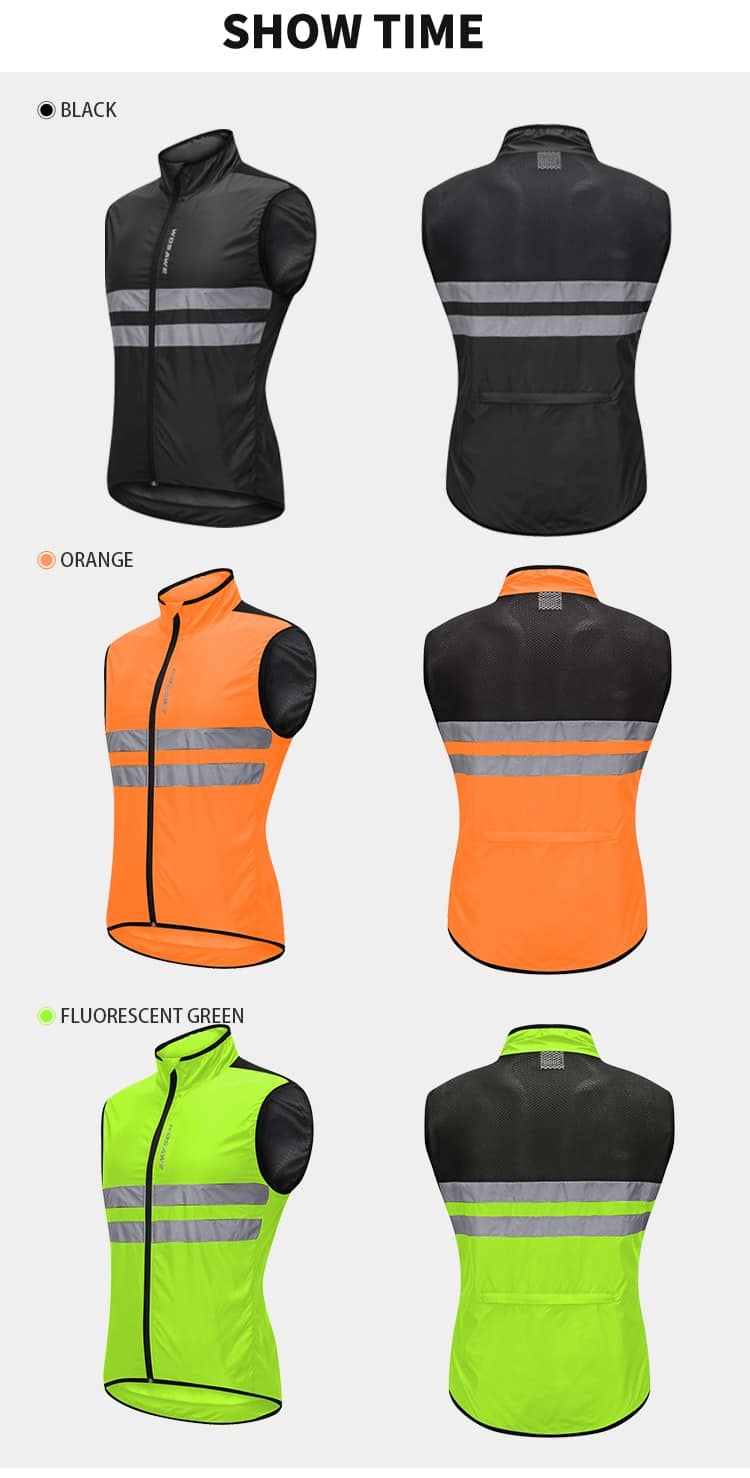 WOSAWE Reflective jacket High Visibility Jacket Water Resistance Running Waistcoat Night Riding Safety Vest MTB Cycling Clothes
