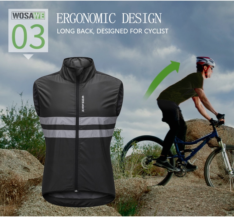 WOSAWE Reflective jacket High Visibility Jacket Water Resistance Running Waistcoat Night Riding Safety Vest MTB Cycling Clothes