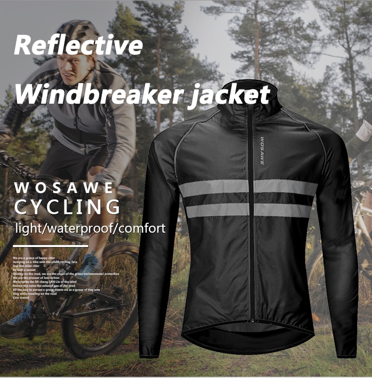 WOSAWE Reflective jacket High Visibility Jacket Water Resistance Running Waistcoat Night Riding Safety Vest MTB Cycling Clothes