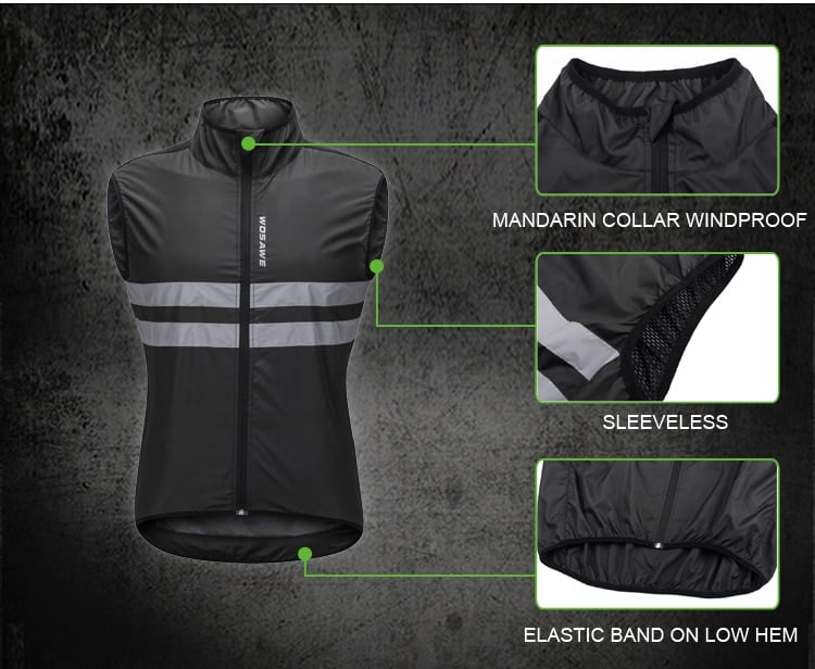 WOSAWE Reflective jacket High Visibility Jacket Water Resistance Running Waistcoat Night Riding Safety Vest MTB Cycling Clothes