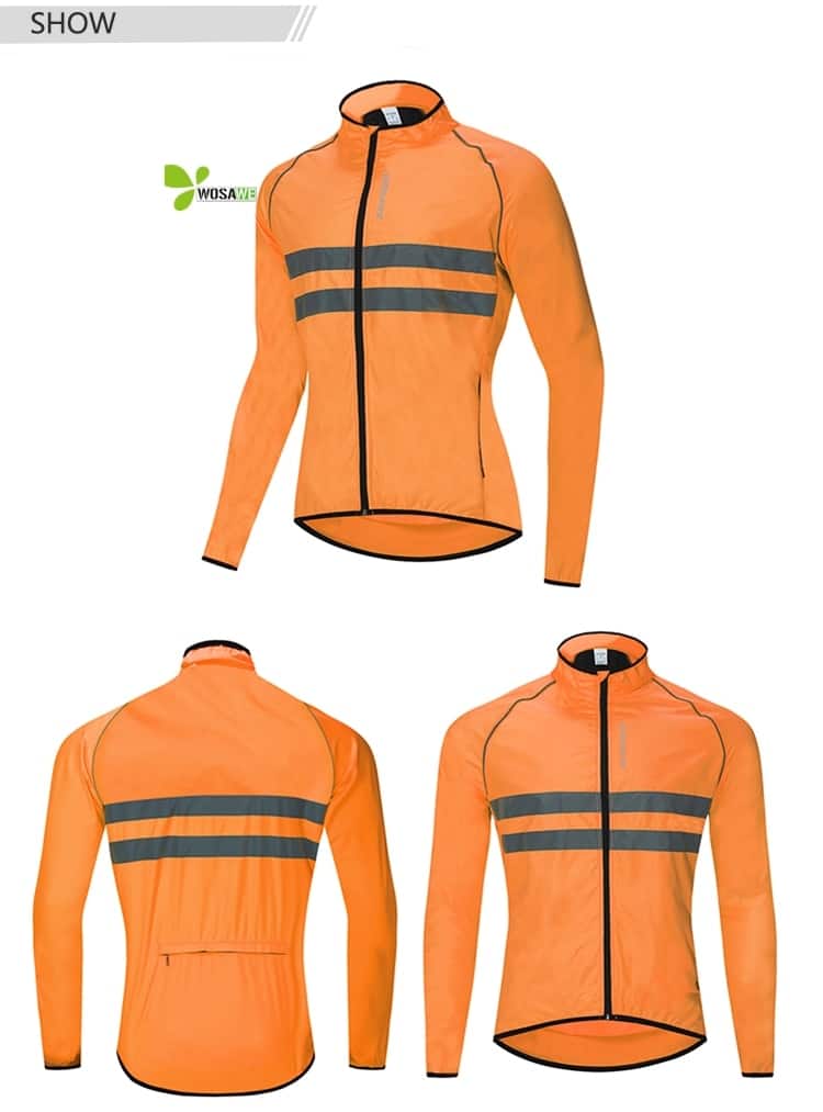 WOSAWE Reflective Cycling Jackets Men Breathable Waterproof Lightweight Rain Windbreaker Coat Bicycle Cycle MTB Bike Clothes