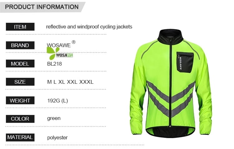 WOSAWE Reflective Cycling Jackets Men Breathable Waterproof Lightweight Rain Windbreaker Coat Bicycle Cycle MTB Bike Clothes