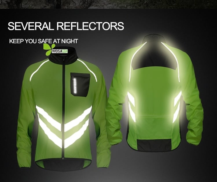 WOSAWE Reflective Cycling Jackets Men Breathable Waterproof Lightweight Rain Windbreaker Coat Bicycle Cycle MTB Bike Clothes