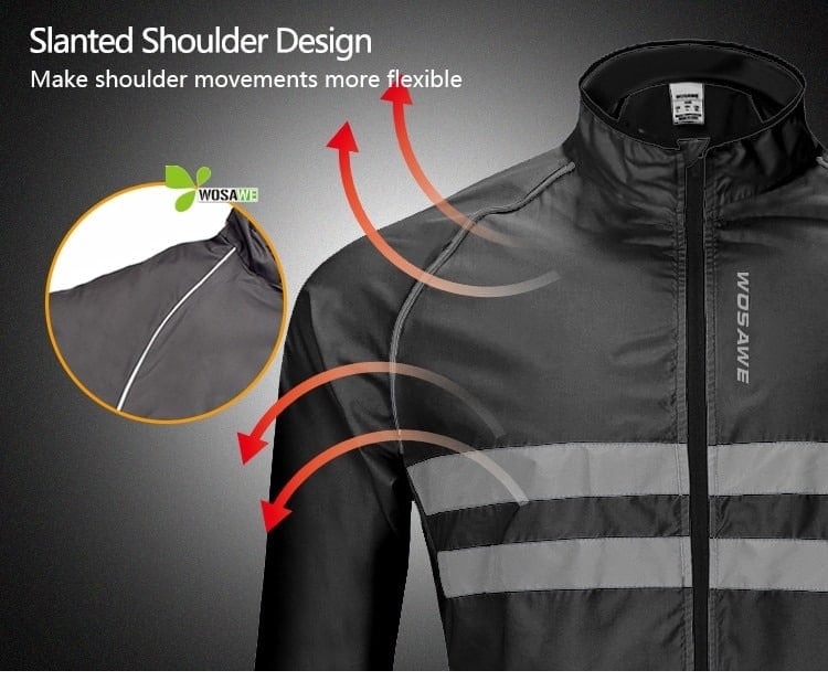 WOSAWE Reflective Cycling Jackets Men Breathable Waterproof Lightweight Rain Windbreaker Coat Bicycle Cycle MTB Bike Clothes
