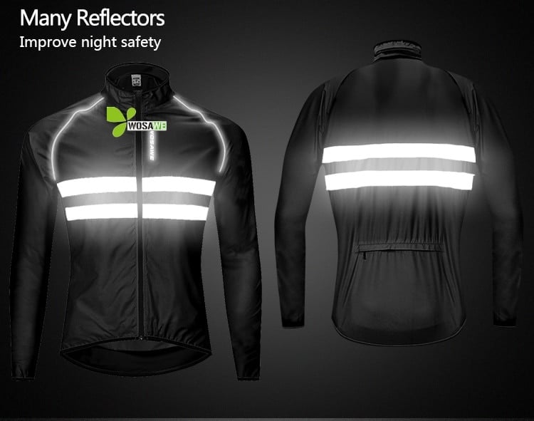 WOSAWE Reflective Cycling Jackets Men Breathable Waterproof Lightweight Rain Windbreaker Coat Bicycle Cycle MTB Bike Clothes