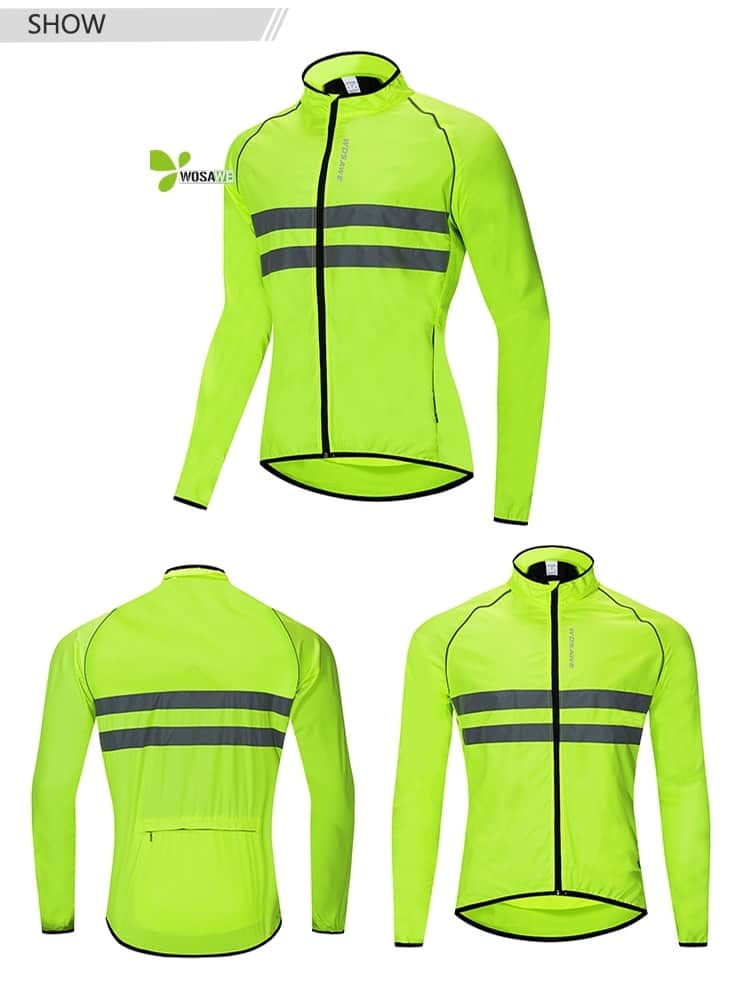 WOSAWE Reflective Cycling Jackets Men Breathable Waterproof Lightweight Rain Windbreaker Coat Bicycle Cycle MTB Bike Clothes