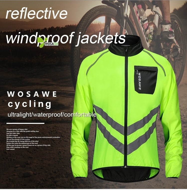 WOSAWE Reflective Cycling Jackets Men Breathable Waterproof Lightweight Rain Windbreaker Coat Bicycle Cycle MTB Bike Clothes