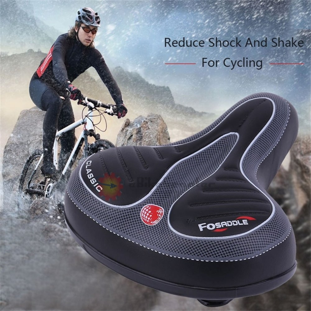 MUCH MTB Mountain Bike Gel Comfort Saddle – Extra Soft Cushion Pad, Wide Seat, PU Leather, Black, Unisex