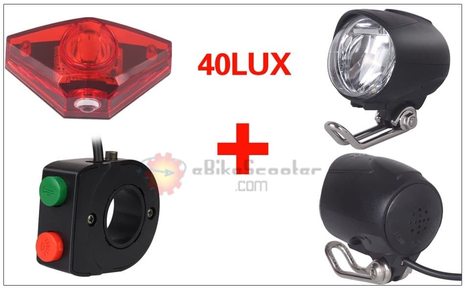 6V - 80V 12V 24V 36V 48V 60V 72V Universal E-bike Headlight Taillight Horn Set Front Light Headlamp Rear light Taillamp Bafang