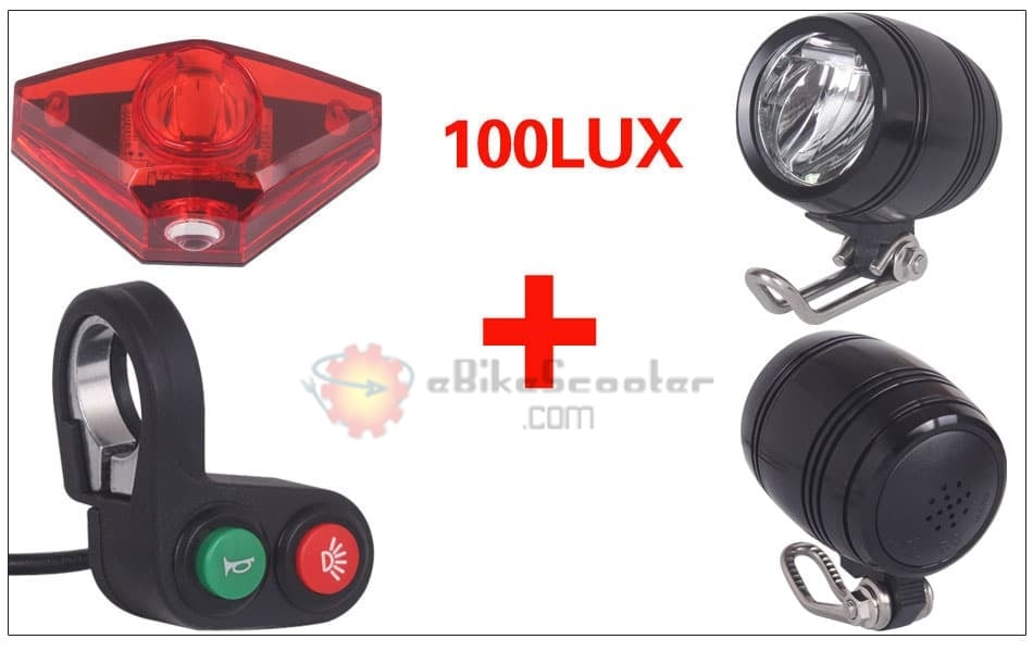 6V - 80V 12V 24V 36V 48V 60V 72V Universal E-bike Headlight Taillight Horn Set Front Light Headlamp Rear light Taillamp Bafang