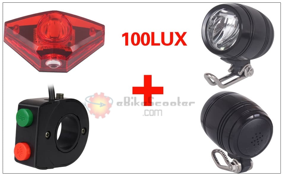 6V - 80V 12V 24V 36V 48V 60V 72V Universal E-bike Headlight Taillight Horn Set Front Light Headlamp Rear light Taillamp Bafang