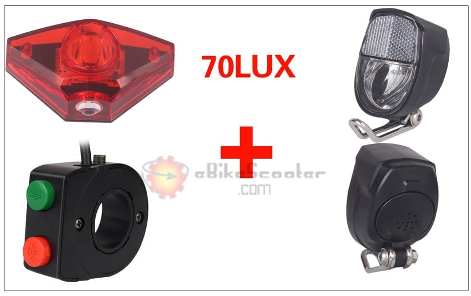 6V - 80V 12V 24V 36V 48V 60V 72V Universal E-bike Headlight Taillight Horn Set Front Light Headlamp Rear light Taillamp Bafang