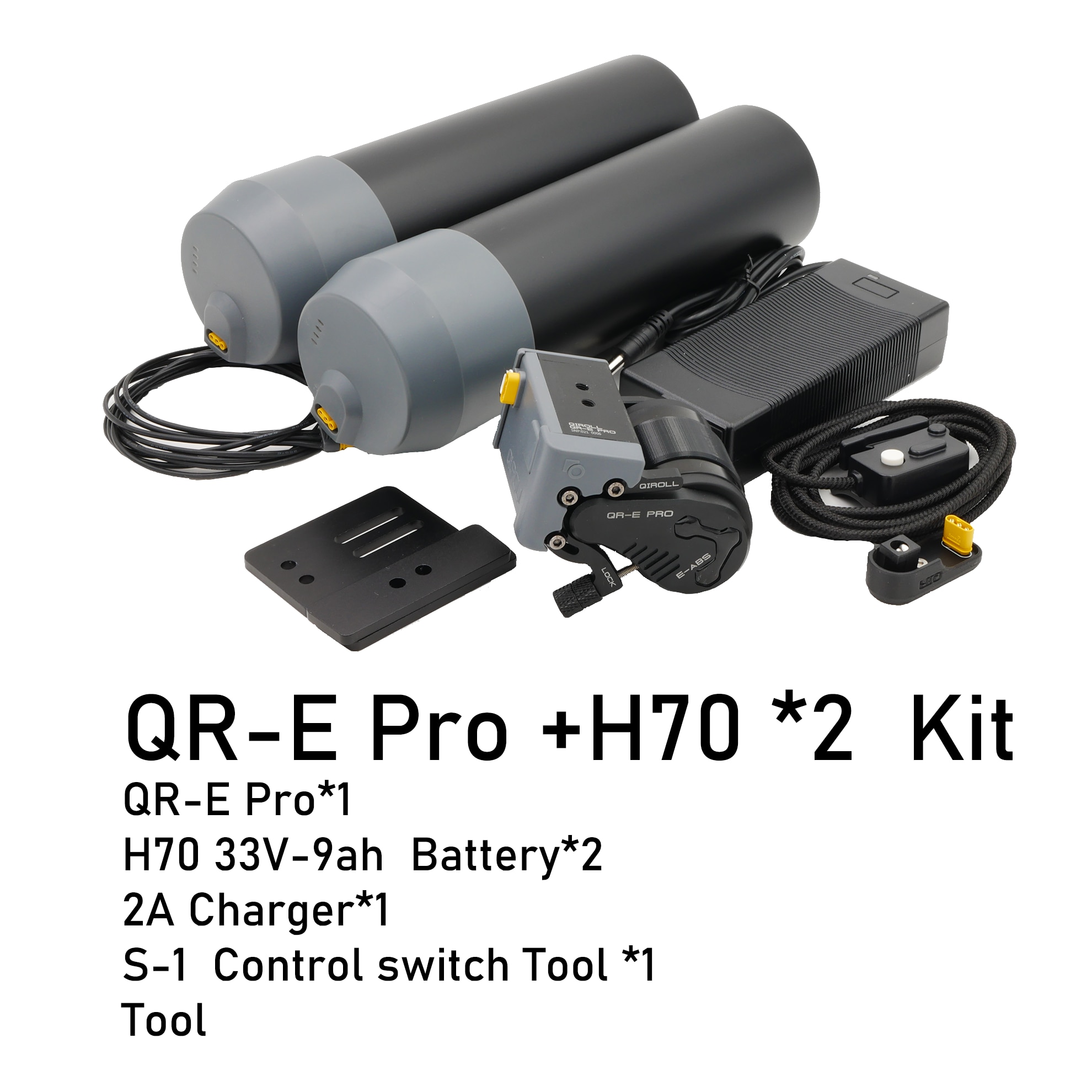 Qiroll QR-E Pro friction drive e-bike conversion kit E-ABS H70 Battery